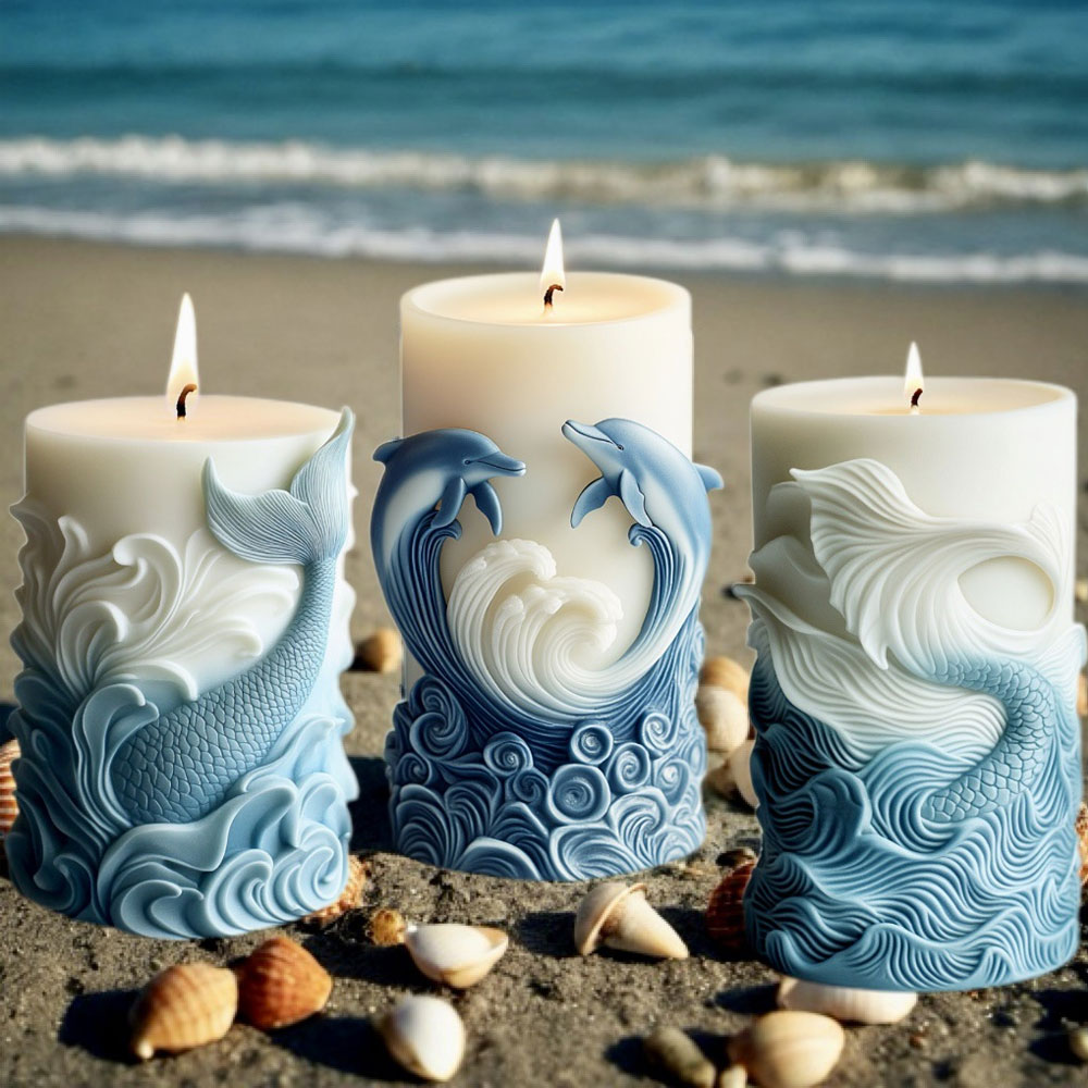 Ocean Theme Silicone Candle Mo - Resin Ocean Wave Mold ulasan dan harga