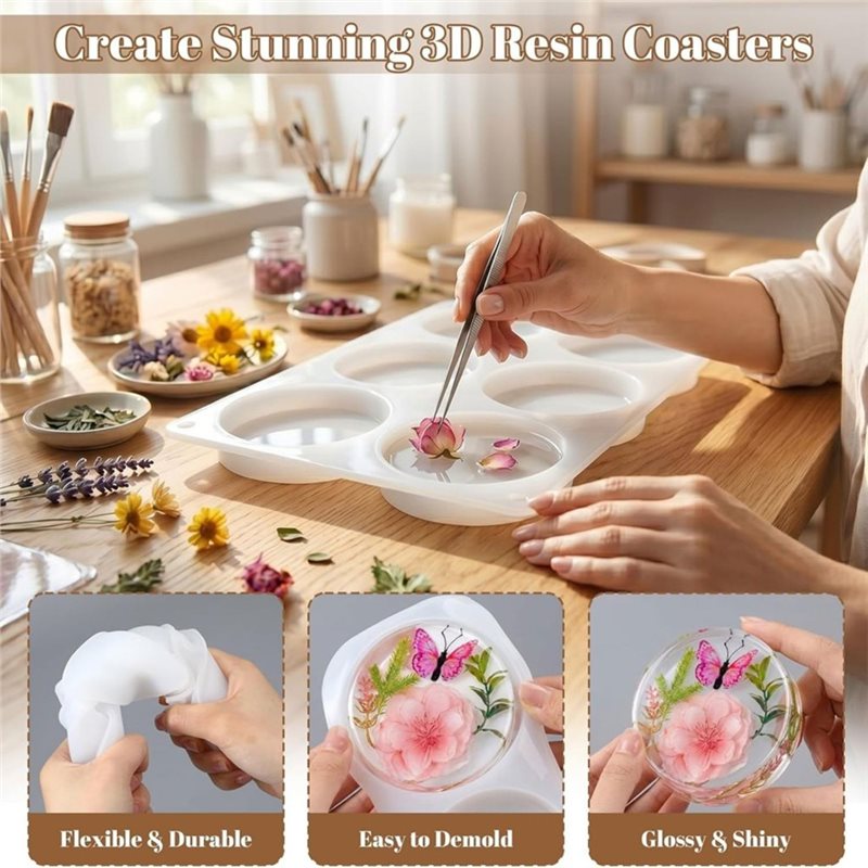 [ABFI!】 Resin Molds For DIY Ep - Coaster Mold Round ulasan dan harga