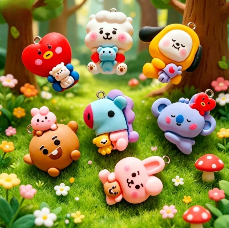 7pcs BT21 Resin Cartoon Charm  - Resin Craft Projects ulasan dan harga